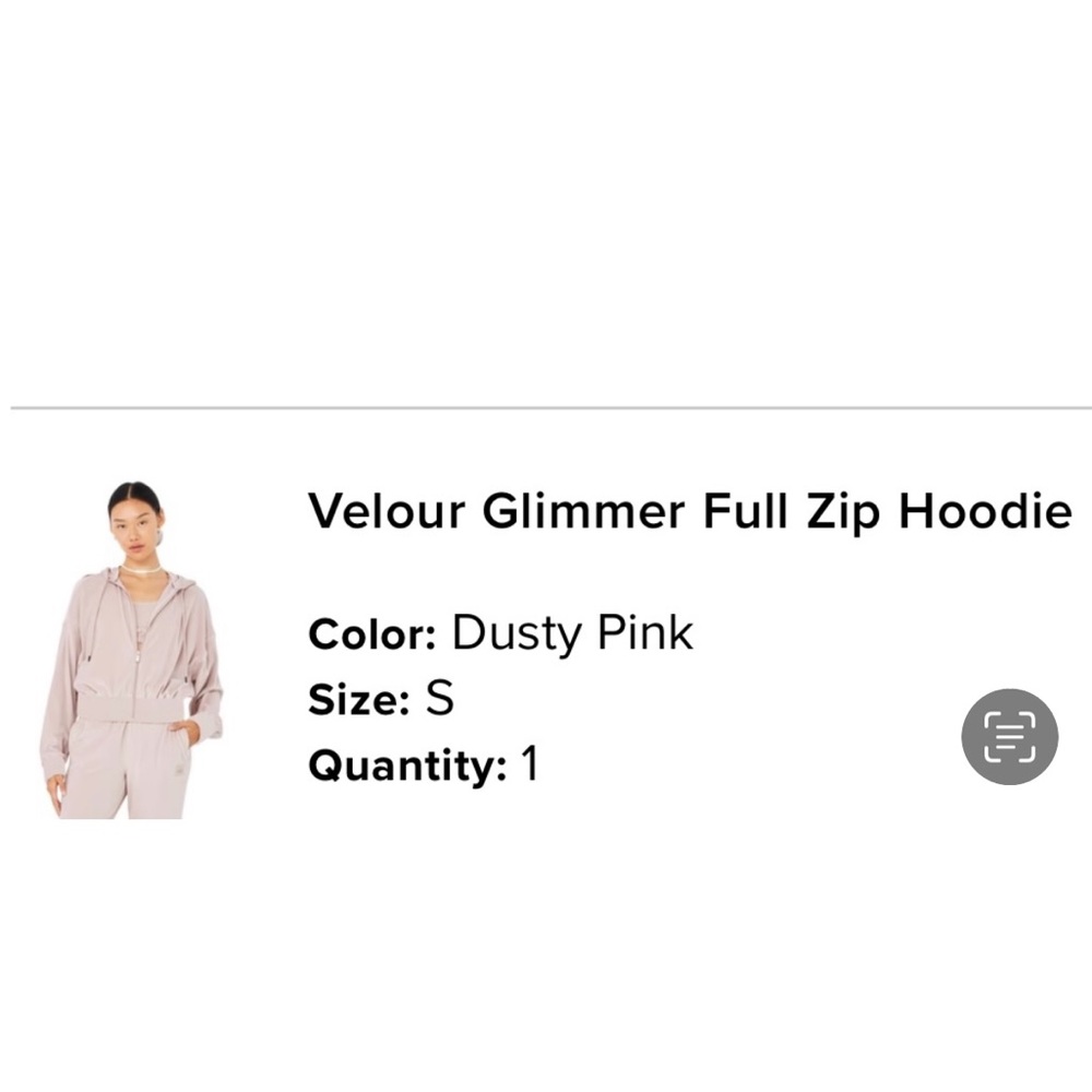Alo Dusty Pink Velour Full Zip Hoodie